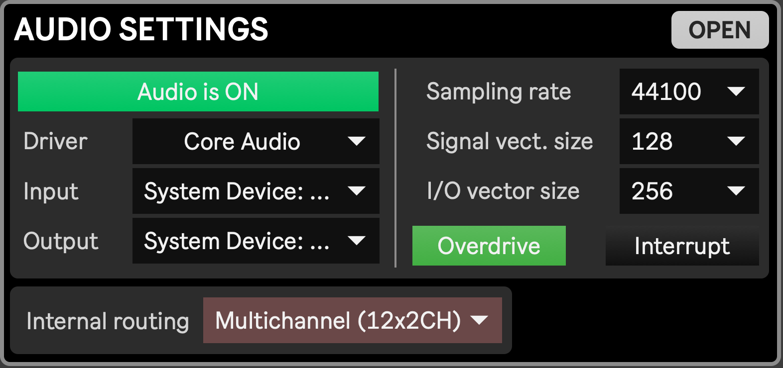 Audio setup